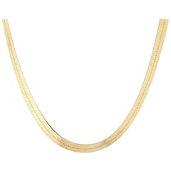 Vintage 1980s Herringbone Necklace 14 Karat Yellow Gold Estate Jewelry 26gm