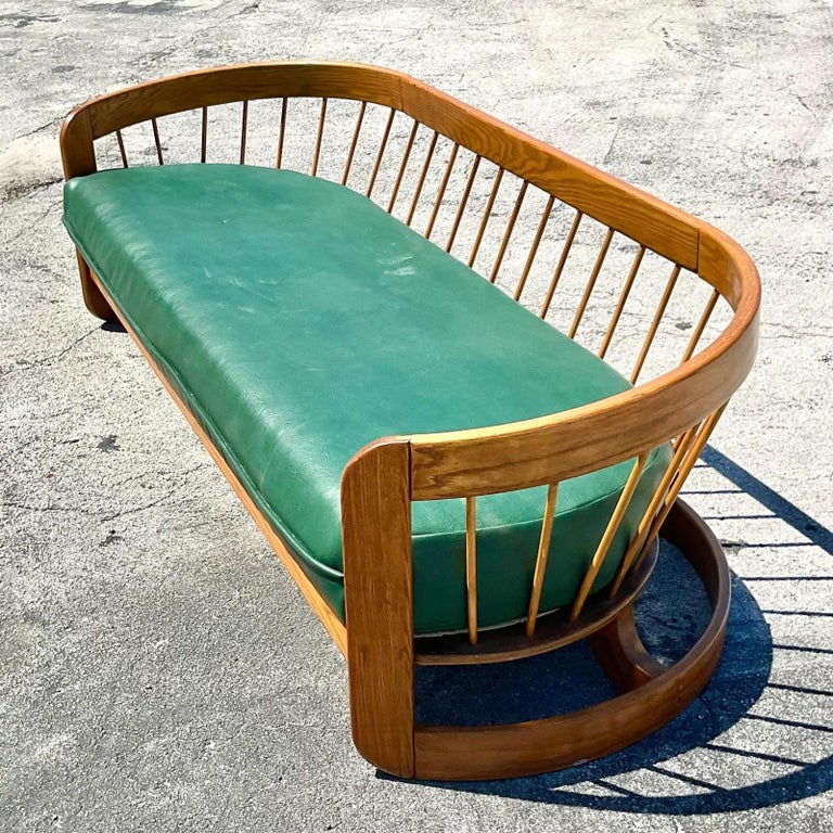 Vintage 80s Howard Furniture Curved Wood Sofa at 1stDibs vintage