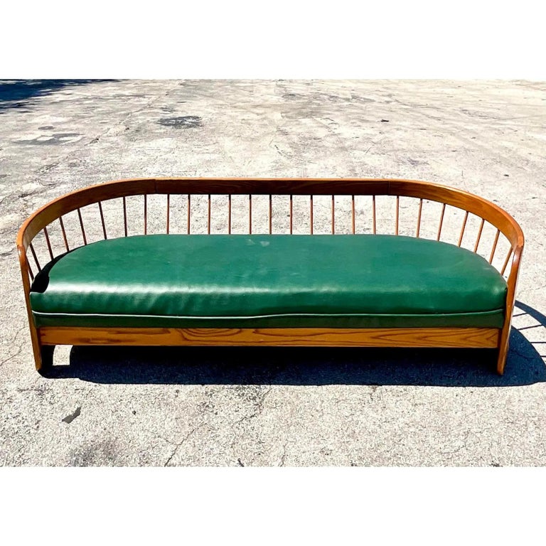 Vintage 80s Howard Furniture Curved Wood Sofa at 1stDibs vintage