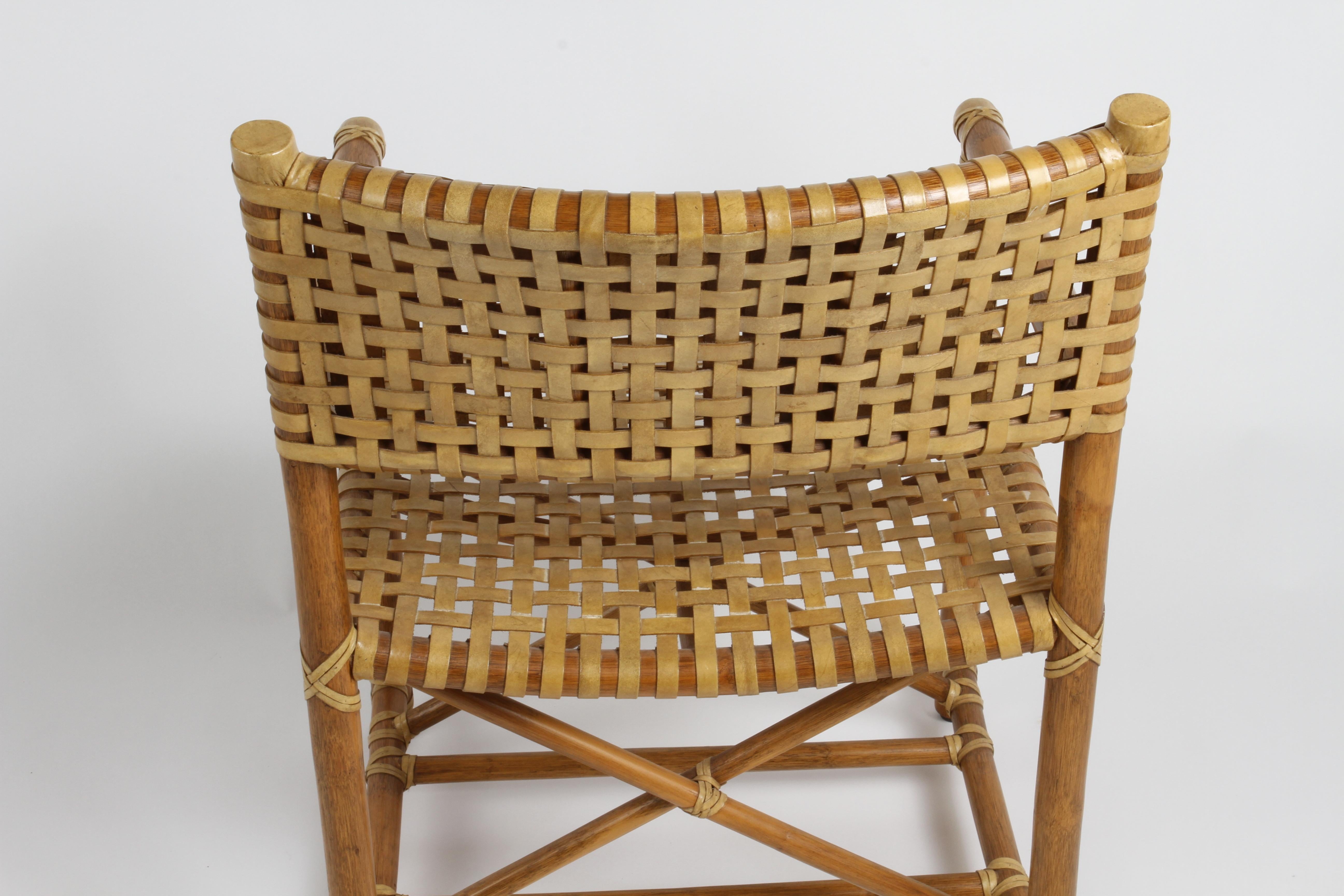 Vintage 80s McGuire Antalya Directors Style Dining or Occasional Chairs Rawhide For Sale 5