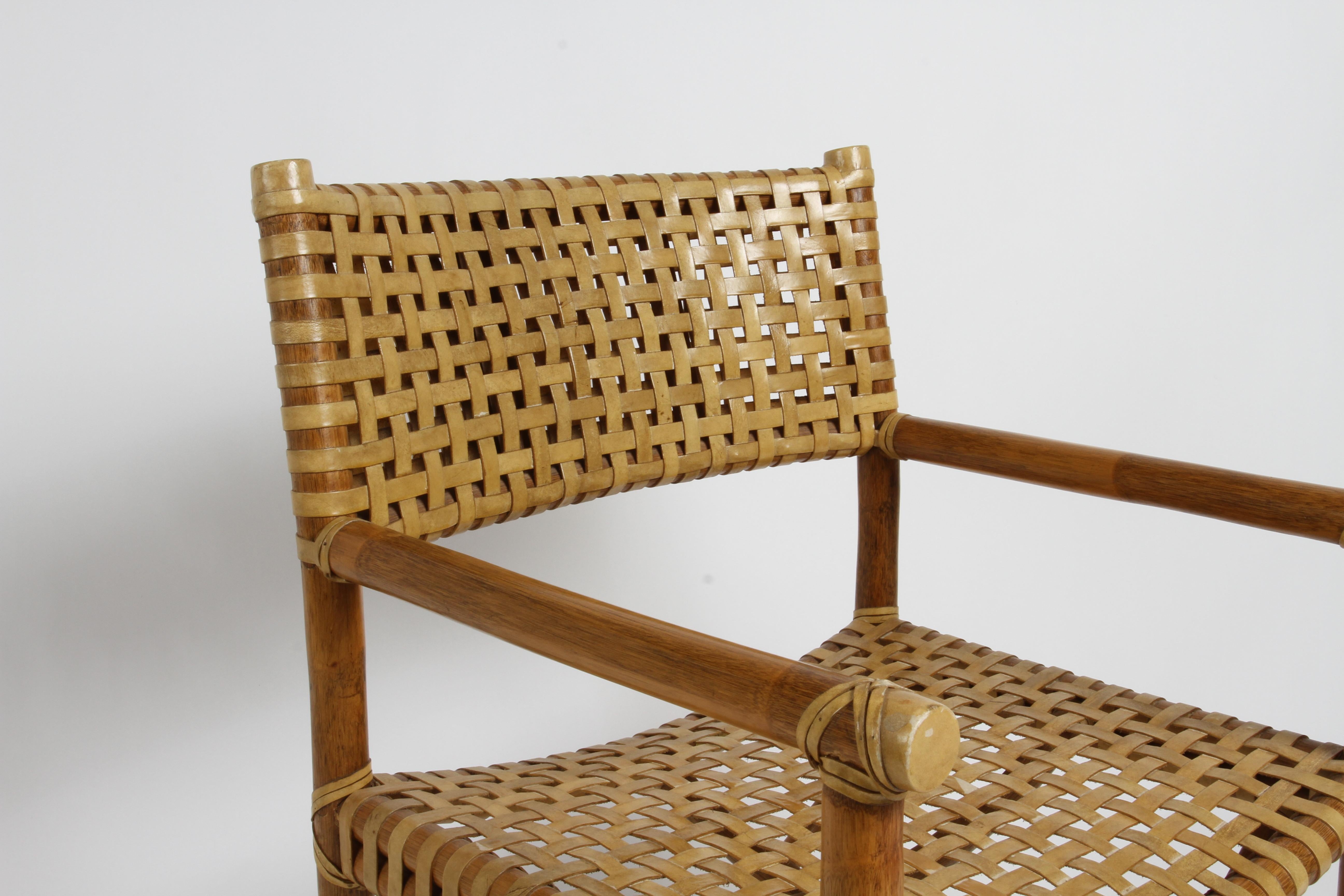 Vintage 80s McGuire Antalya Directors Style Dining or Occasional Chairs Rawhide For Sale 10