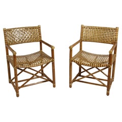 Vintage 80s McGuire Antalya Directors Style Dining or Occasional Chairs Rawhide