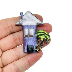 Vintage 80's metallic palm house beach designer pin brooch
