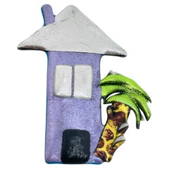 Broche vintage 80's métallique palm house beach designer broche
