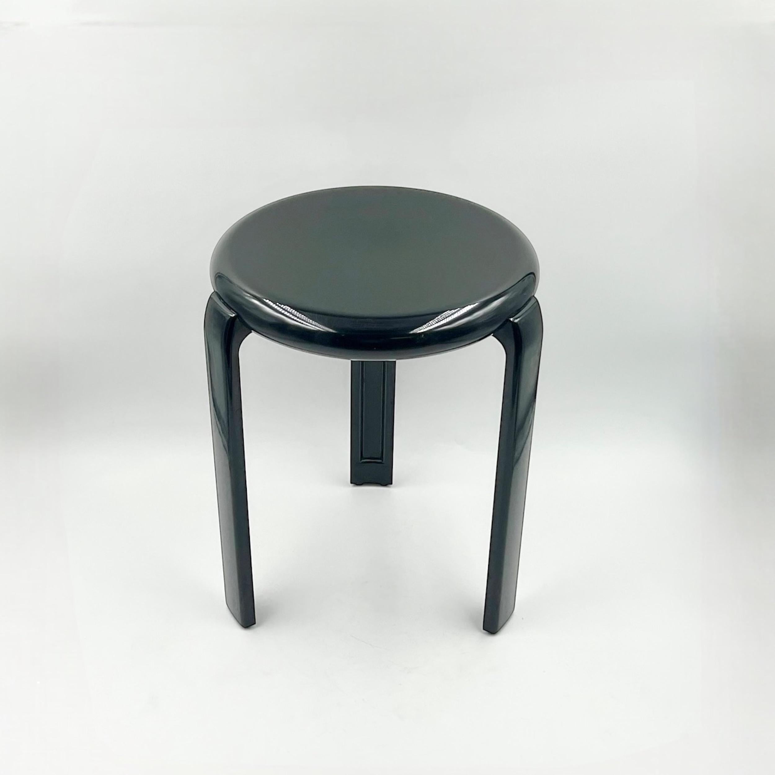 Vintage 80s Minimalist Stool 'Trix' by Metalplastica Lucchese in Black Melamine 4