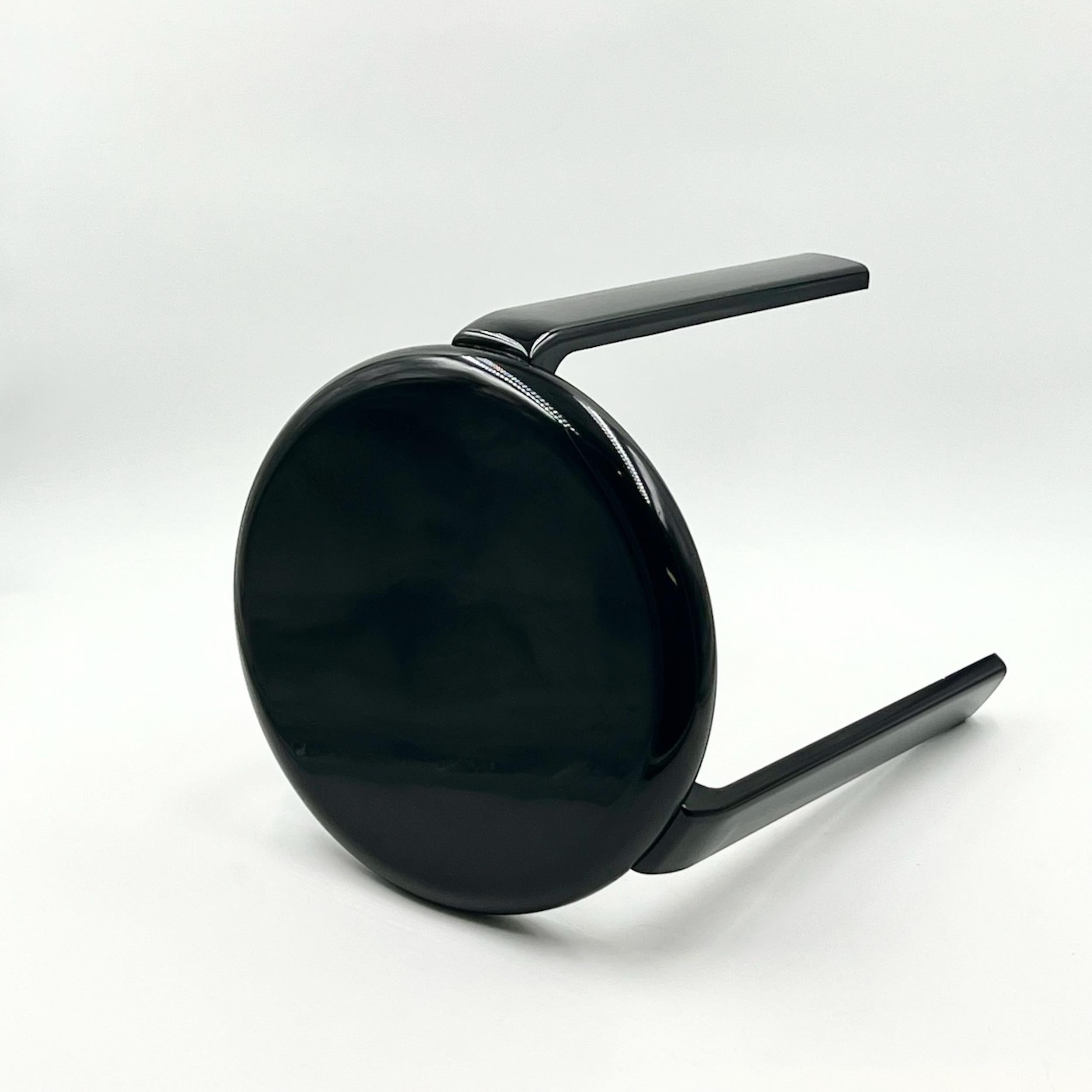 Late 20th Century Vintage 80s Minimalist Stool 'Trix' by Metalplastica Lucchese in Black Melamine