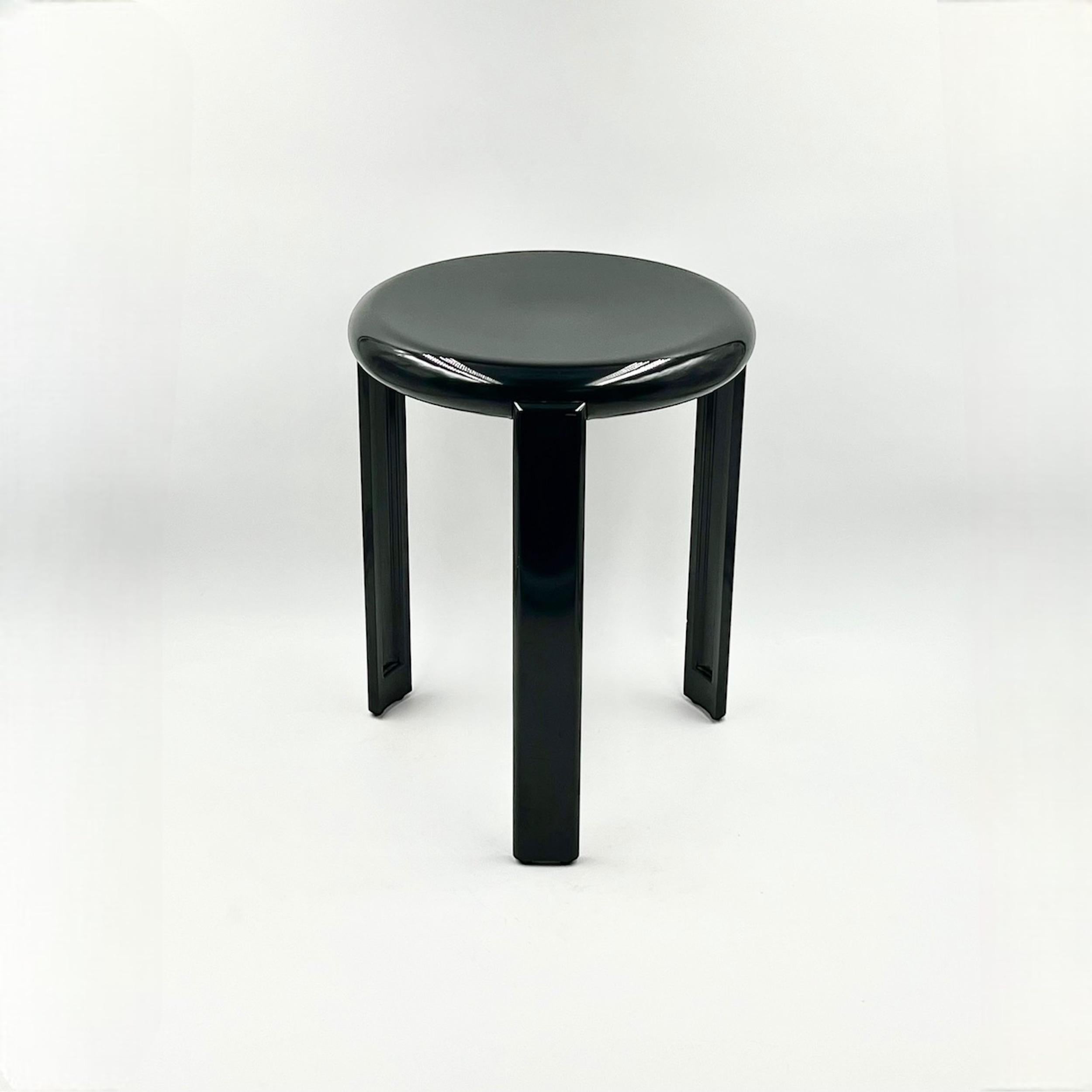 Vintage 80s Minimalist Stool 'Trix' by Metalplastica Lucchese in Black Melamine 3