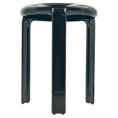 Vintage 80s Minimalist Stool 'Trix' by Metalplastica Lucchese in Black Melamine