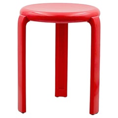 Vintage 80s Minimalist Stool 'Trix' by Metalplastica Lucchese in Red Melamine