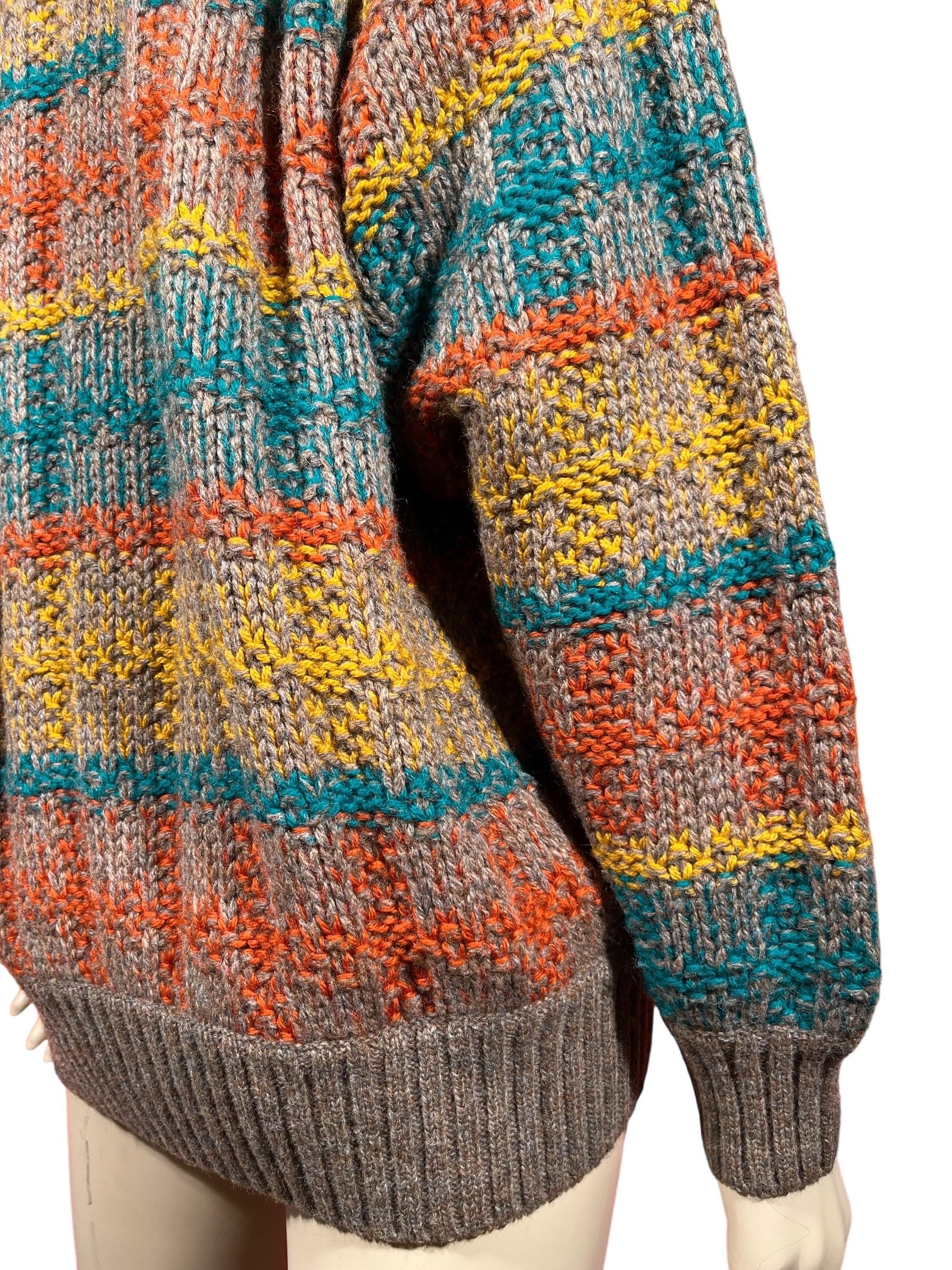 Vintage 80's MISSONI SPORT Striped Wool Cardigan Sweater 3