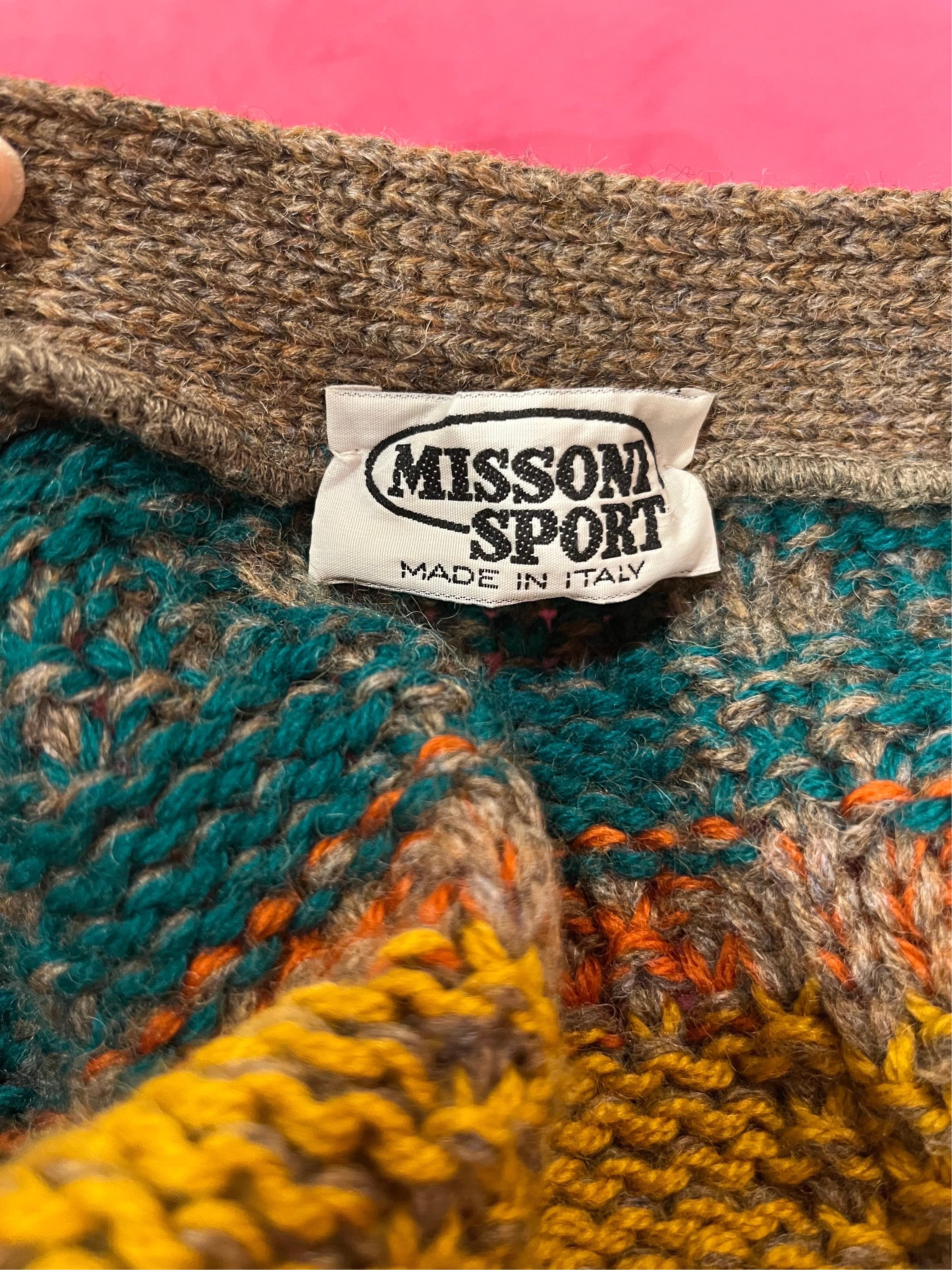 Vintage 80's MISSONI SPORT Striped Wool Cardigan Sweater 4