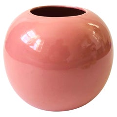 Vintage 80s Modern Pink Ceramic Sphere Vase