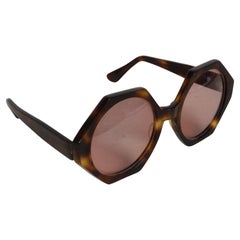 Vintage 80s Oliver Goldsmith HEX Tortoise Frame & Rose Lens Handmade Sunglasses