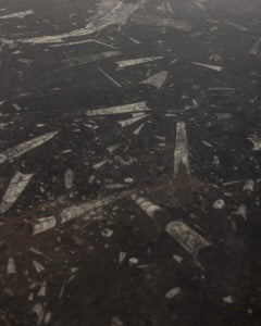 Vintage 80's Oval Table in Fossil Marble Italian Design