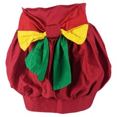 Vintage 80s Red, Green and Yellow Puffball Puff Ball Mini Party Skirt, 1980s