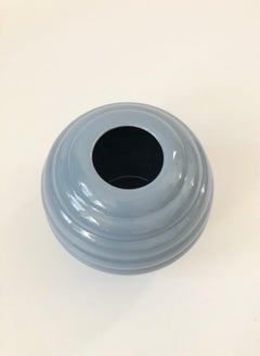 Vintage 80s Ribbed Periwinkle Sphere Vase