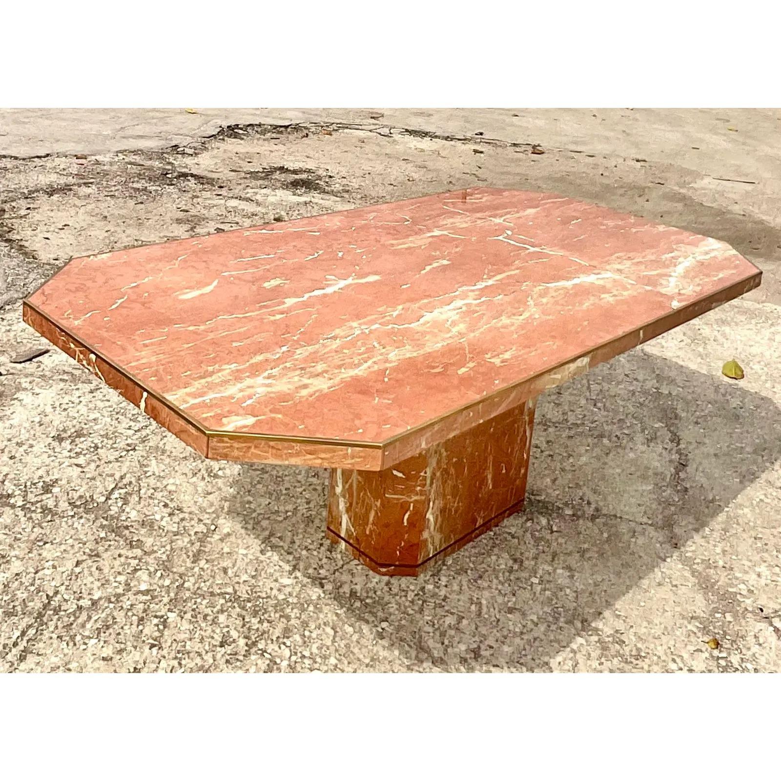 Vintage 80s Roche Bobois Violete Italian Marble Dining Table In Good Condition In west palm beach, FL