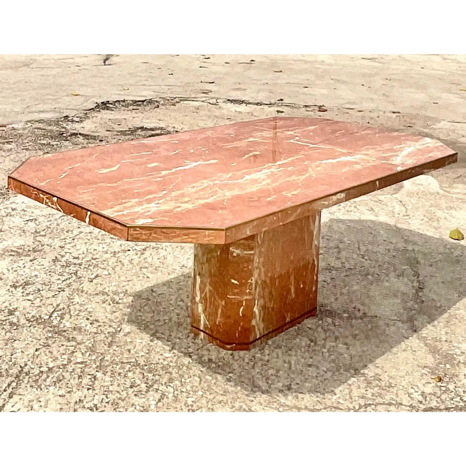 Vintage 80s Roche Bobois Violete Italian Marble Dining Table 1