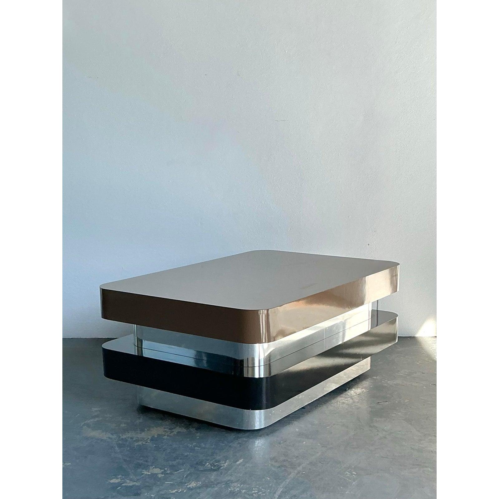 Vintage 80s Stacked Laminate Coffee Table For Sale at 1stDibs