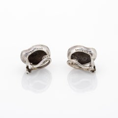 Vintage 80s Tiffany & Co Bean Earrings Elsa Peretti Sterling Silver Clip on