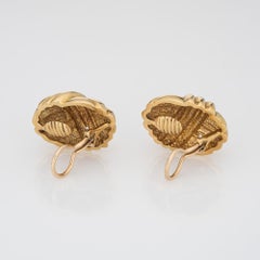 Vintage 80s Tiffany & Co Earrings 18k Yellow Gold Large Statement Clip On Oval