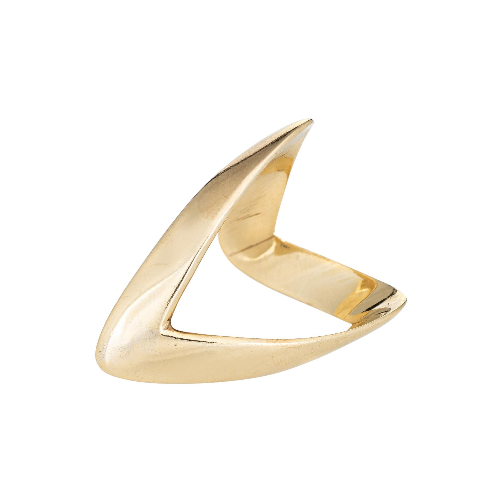 Vintage 80s V Shaped Ring 18k Yellow Gold Estate Fine Jewelry Band For Sale At 1stdibs