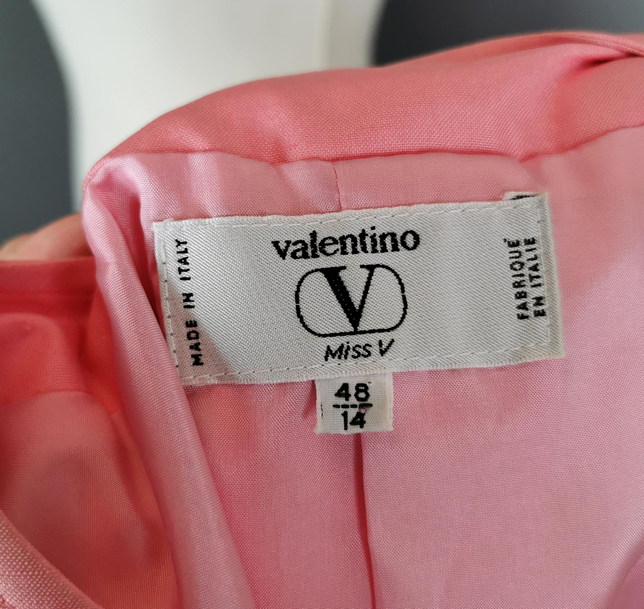 Vintage 80s Valentino pink silk skirt suit  For Sale 2