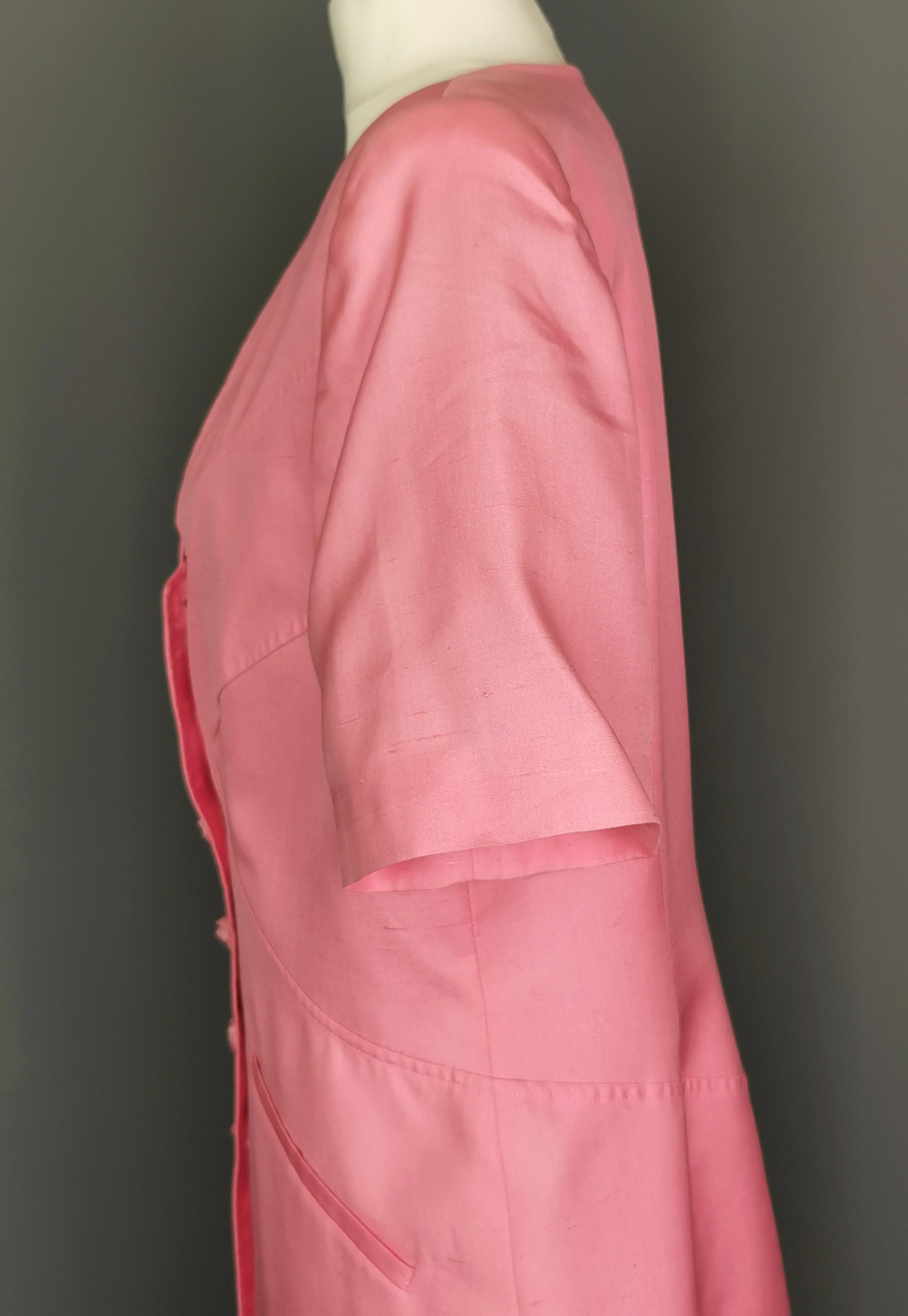 Vintage 80s Valentino pink silk skirt suit  For Sale 6