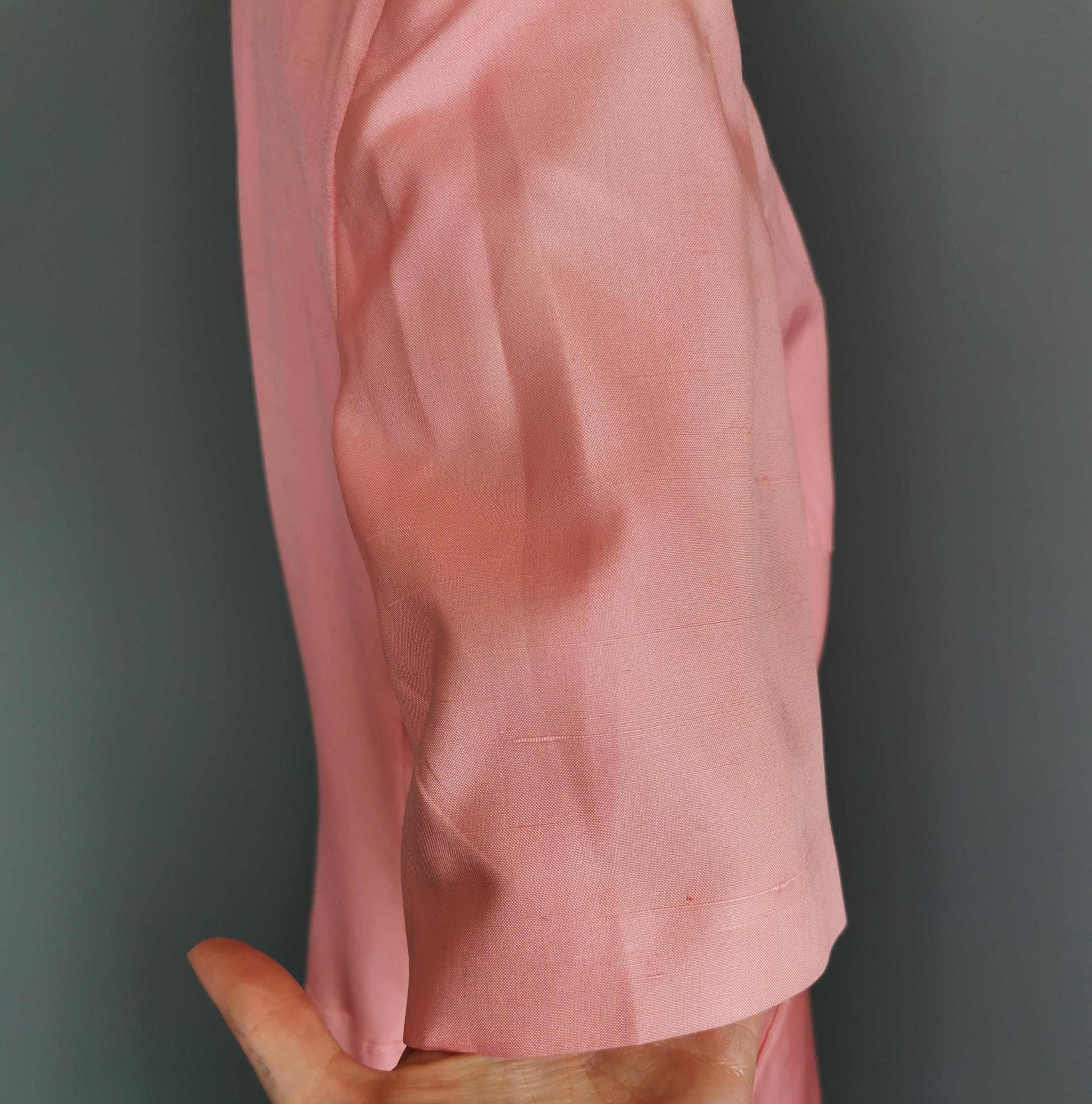 Vintage 80s Valentino pink silk skirt suit  For Sale 9