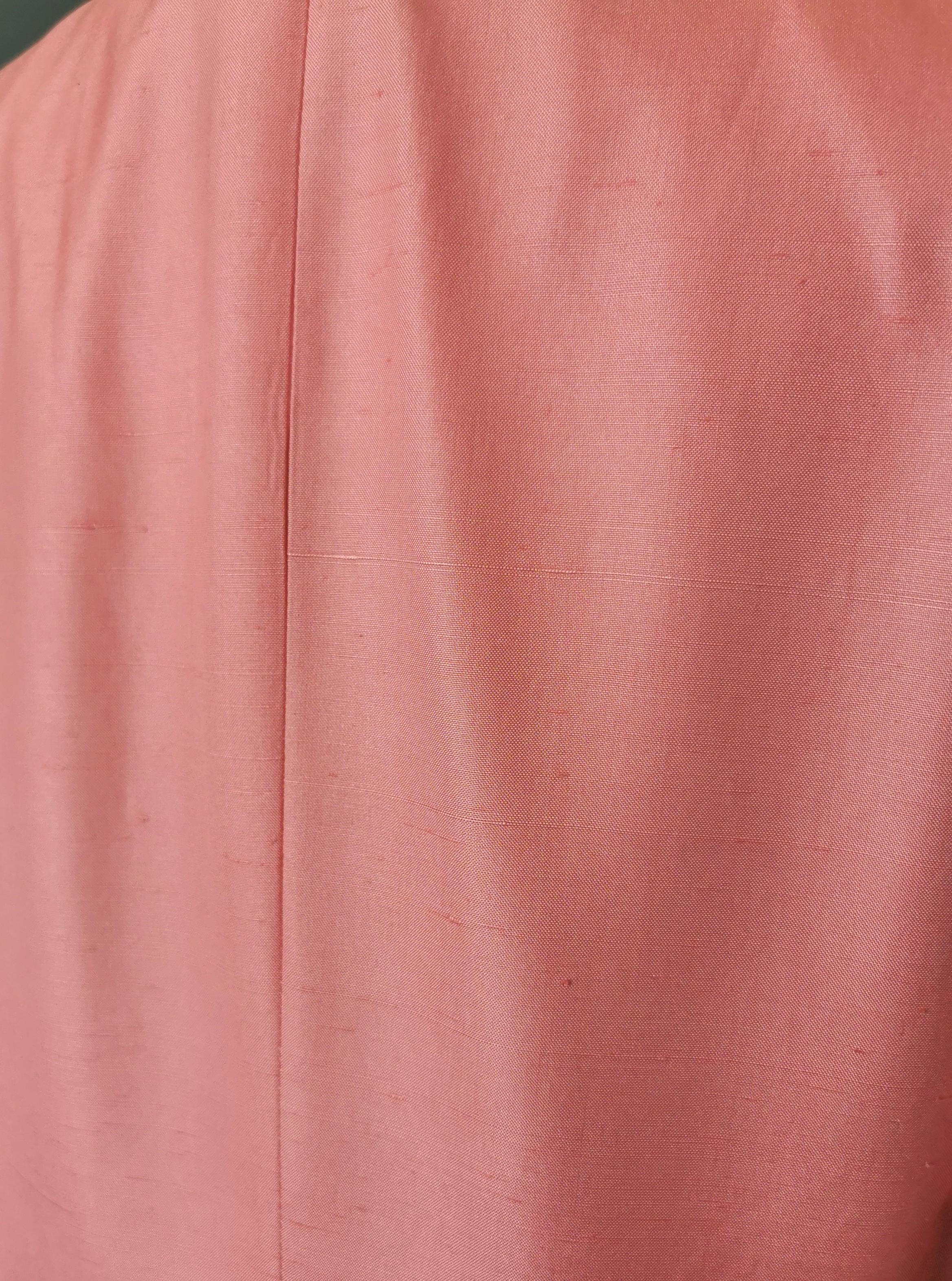 Vintage 80s Valentino pink silk skirt suit  For Sale 11