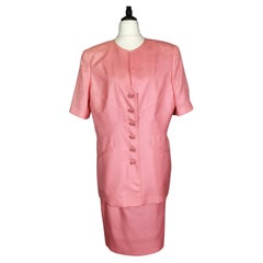 Vintage 80s Valentino pink silk skirt suit 