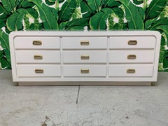 Vintage 1980s White Waterfall Triple Dresser