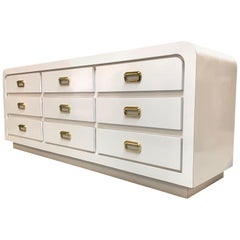 Retro 1980s White Waterfall Triple Dresser