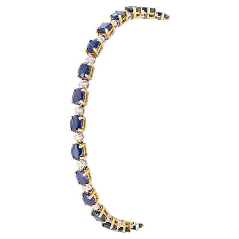 Vintage 8.10ct Sapphire and Diamond Bracelet, c.1980s im Angebot