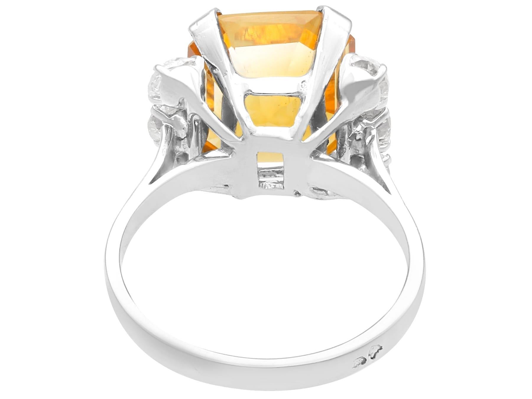 Vintage 8.30 Carat Citrine and 1.20 Carat Diamond 18k White Gold Dress Ring In Excellent Condition For Sale In Jesmond, Newcastle Upon Tyne