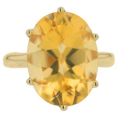 Vintage 8.30 Carat Citrine 
Yellow Gold Cocktail Ring