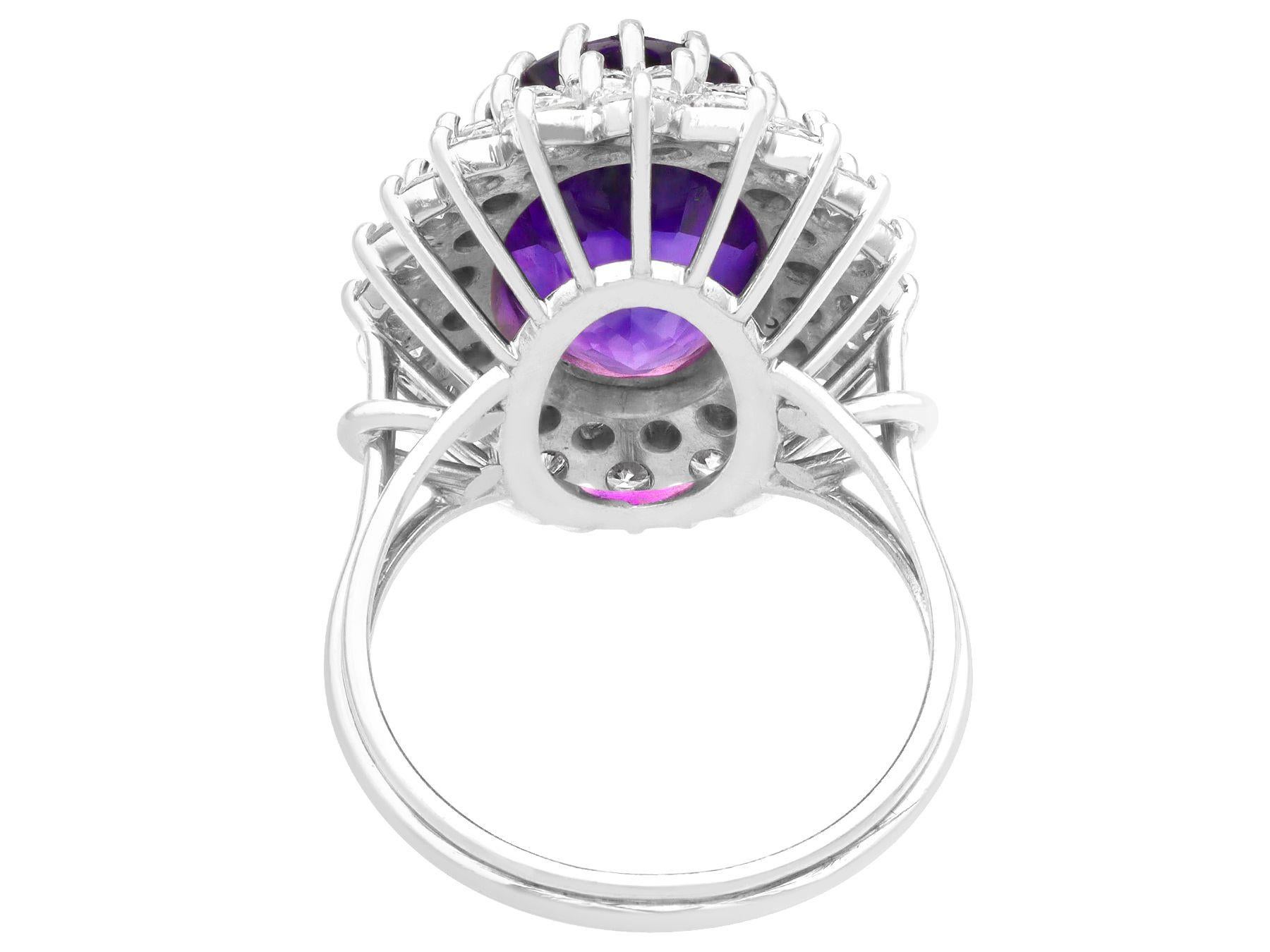 Oval Cut Vintage 8.36 Carat Amethyst and 2.26 Carat Diamond White Gold Cocktail Ring For Sale