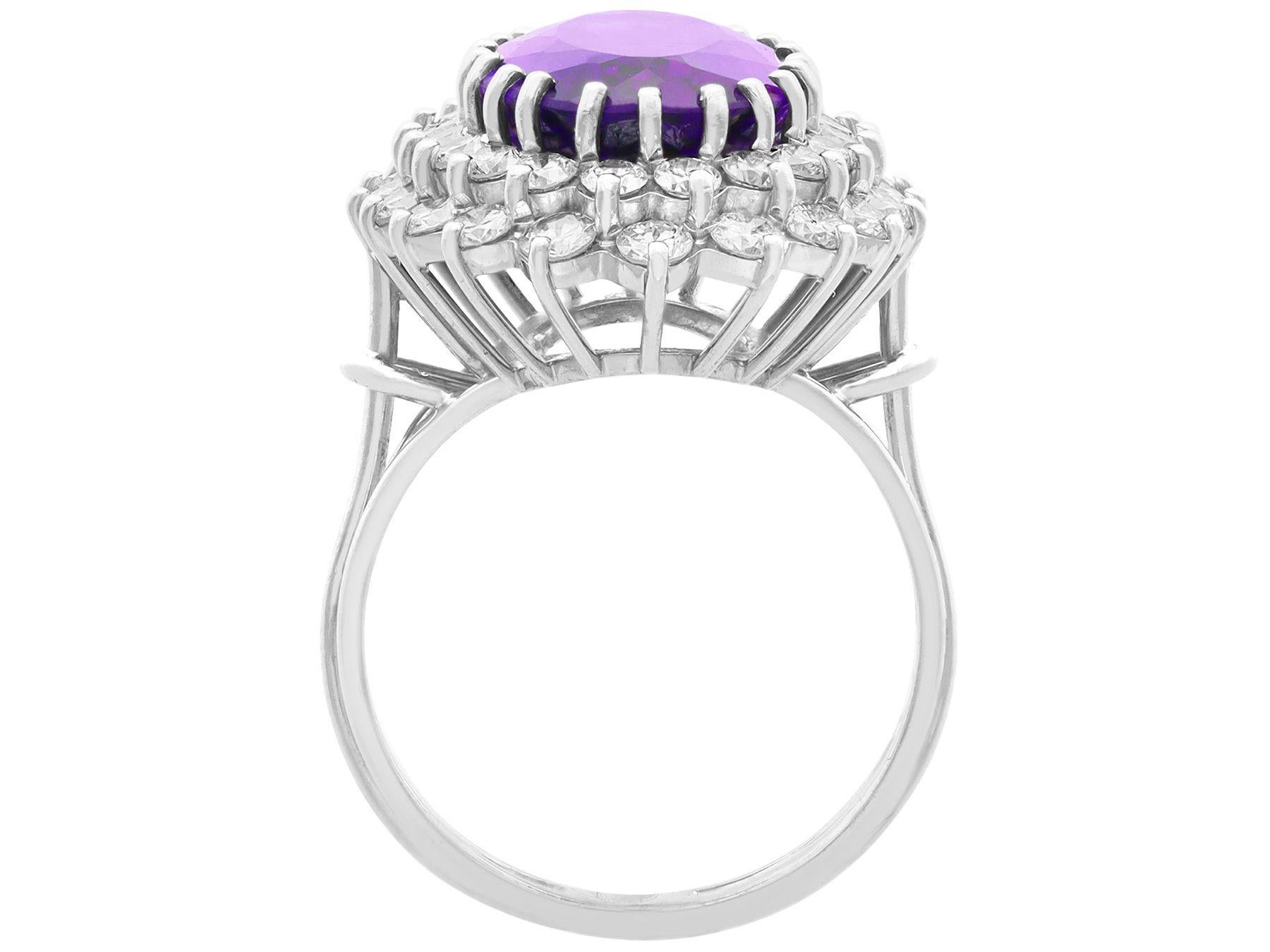 Vintage 8.36 Carat Amethyst and 2.26 Carat Diamond White Gold Cocktail Ring In Excellent Condition For Sale In Jesmond, Newcastle Upon Tyne
