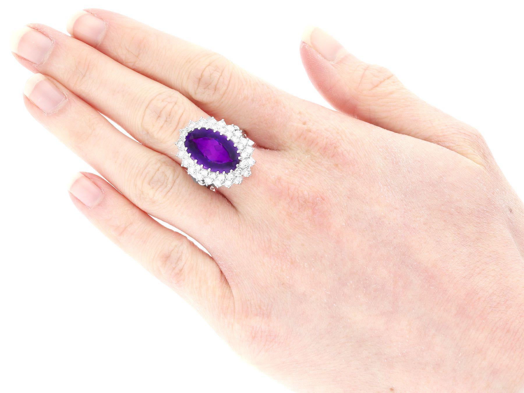 Women's or Men's Vintage 8.36 Carat Amethyst and 2.26 Carat Diamond White Gold Cocktail Ring For Sale
