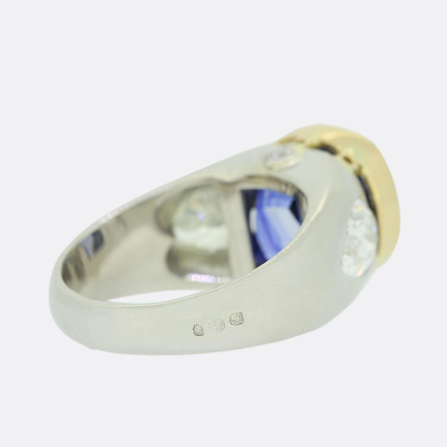 Vintage 8.46 Carat Unheated Ceylon Sapphire and Diamond Ring In Good Condition For Sale In London, GB