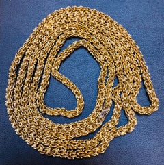 Vintage 85 Gm 18 Karat Yellow Gold Handmade Chain 52 Inch Unique Opera Length