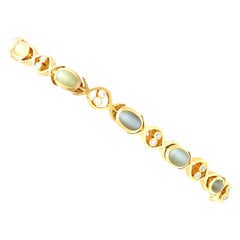 Vintage 8.50 Carat Chrysoberyl and Diamond Yellow Gold Bracelet