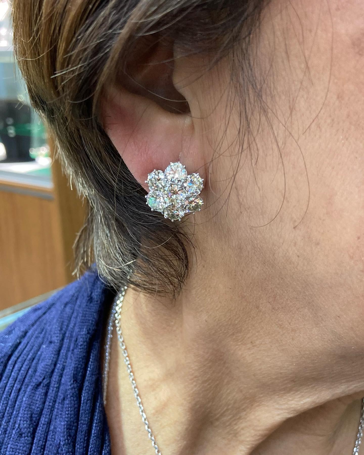8,50 Karat Diamant-Cluster-Ohrringe aus Weißgold für Damen oder Herren