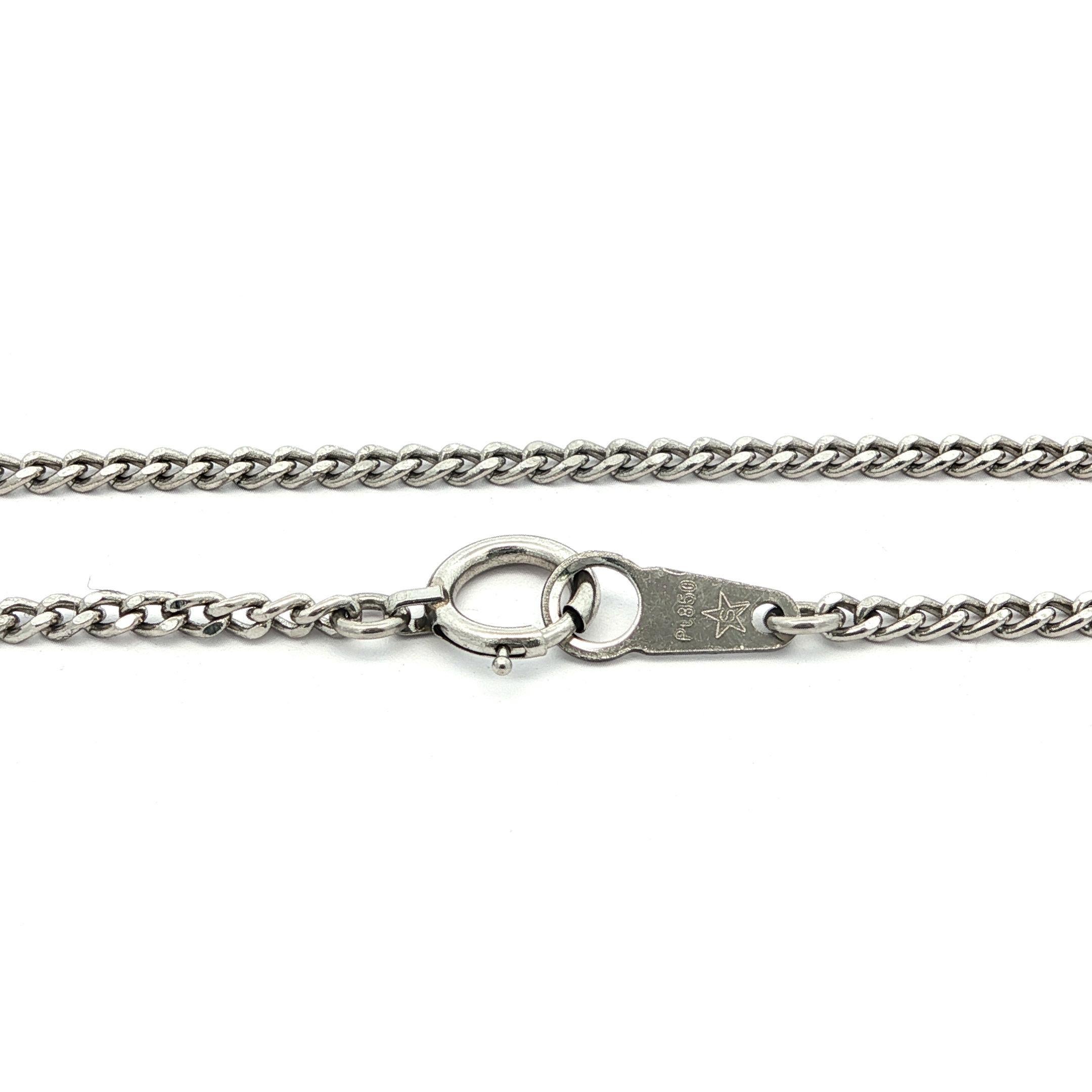 Vintage .850 Platinum Curban Cuban Link 1.60mm Collana con anello a molla In condizioni ottime in vendita a Montclair, NJ