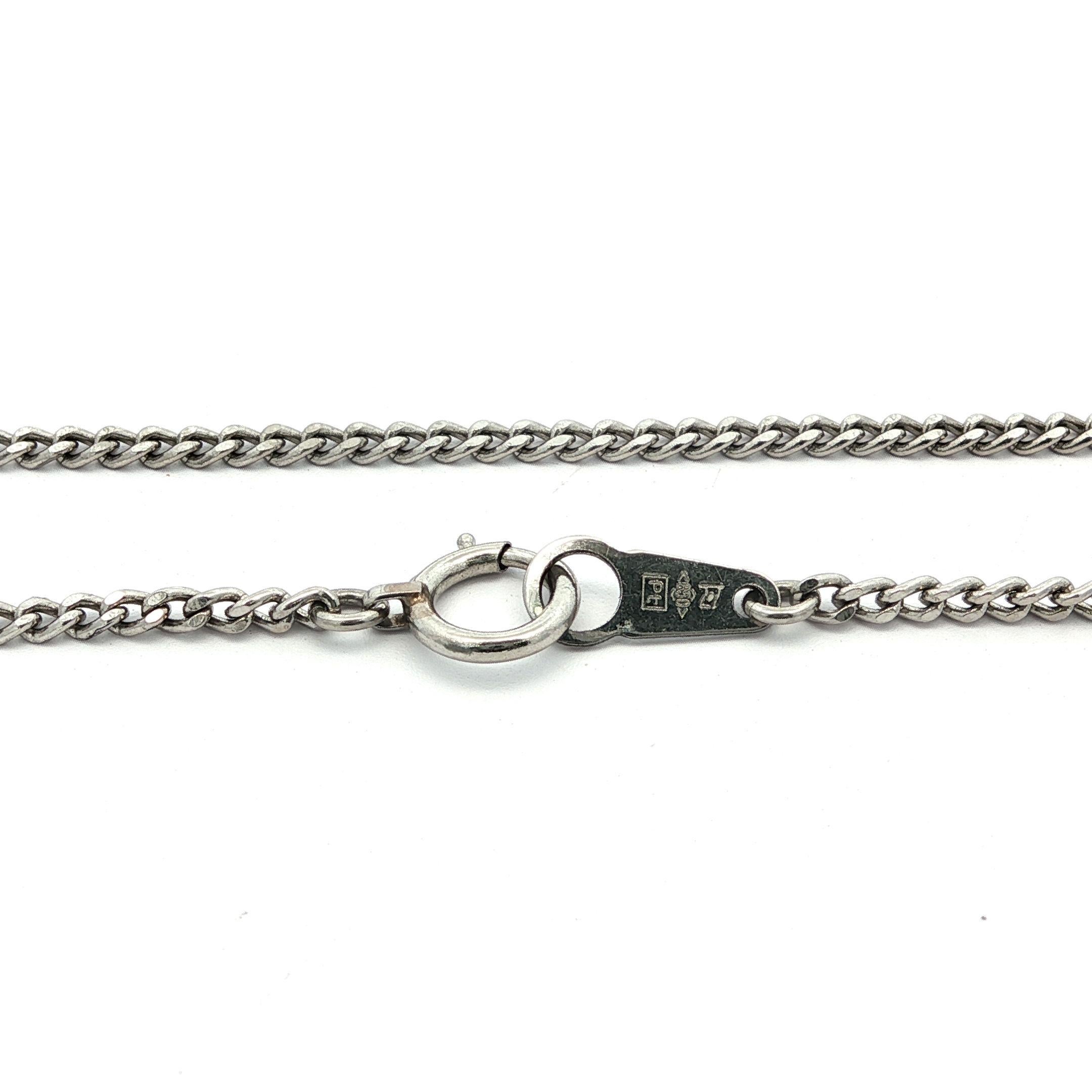 da uomo o donna Vintage .850 Platinum Curban Cuban Link 1.60mm Collana con anello a molla in vendita