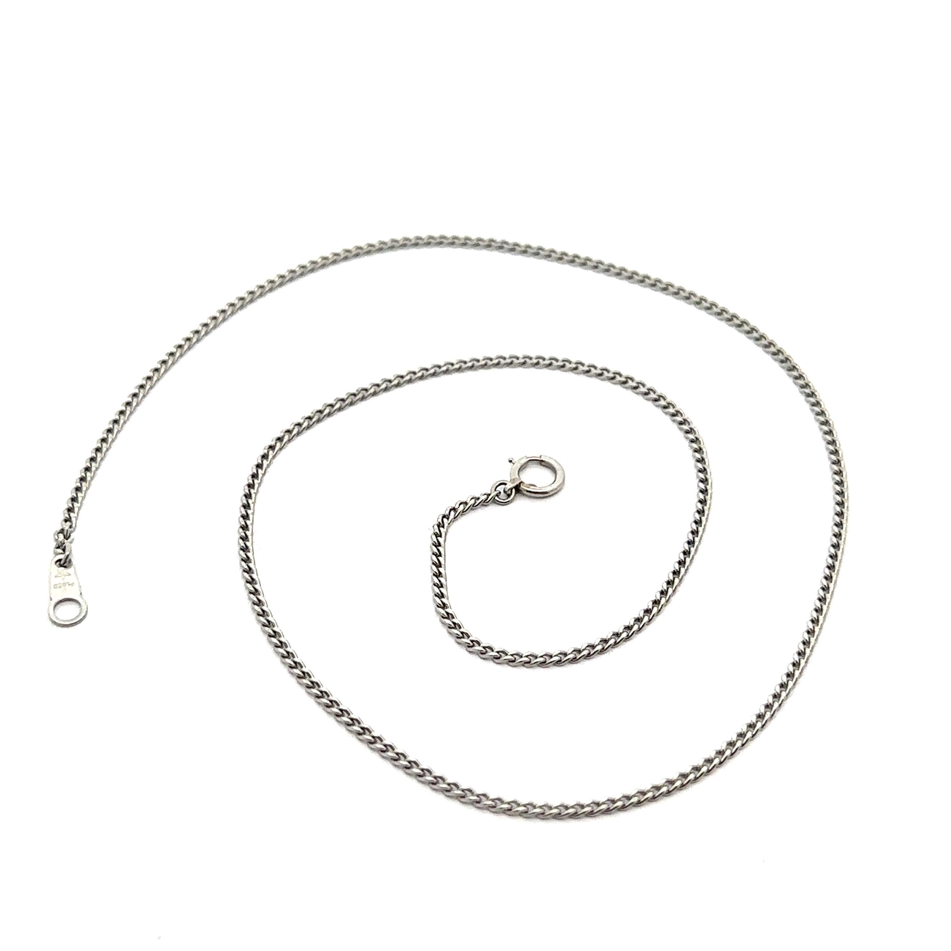 Vintage .850 Platinum Curban Cuban Link 1.60mm Collana con anello a molla in vendita 1