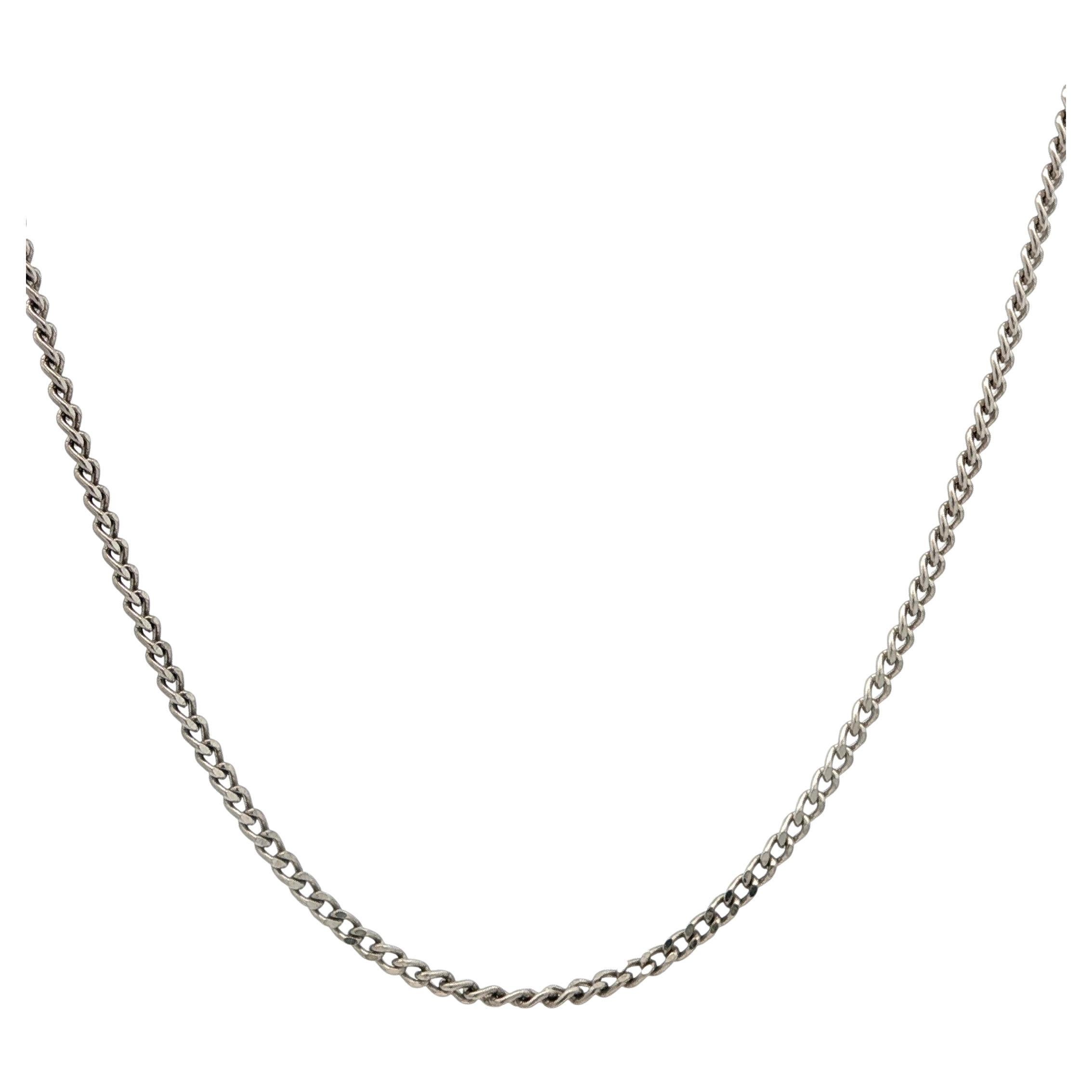 Vintage .850 Platinum Curb Cuban Link 1.60mm Chain Necklace w/ Spring Ring Clasp