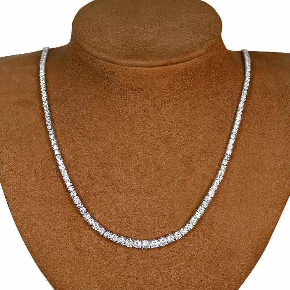 Vintage 8.50ct Round Brilliant Cut Diamond Necklace, I Color, 18k White Gold In Excellent Condition For Sale In New York, NY