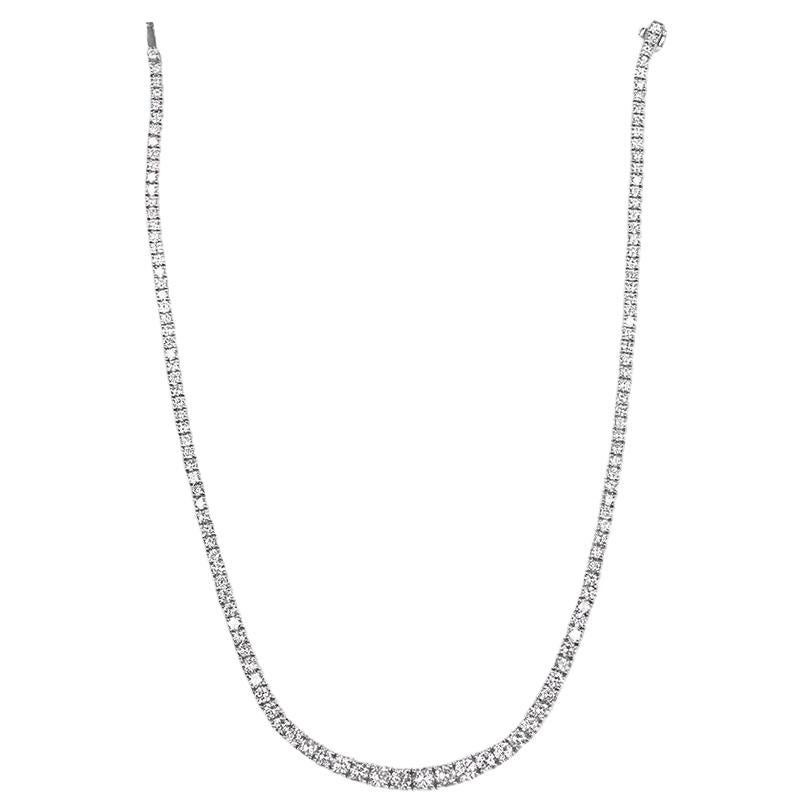Vintage 8.50ct Round Brilliant Cut Diamond Necklace, I Color, 18k White Gold For Sale