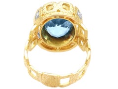 Vintage 8.51 Carat Aquamarine 18k Yellow Gold Cocktail Ring